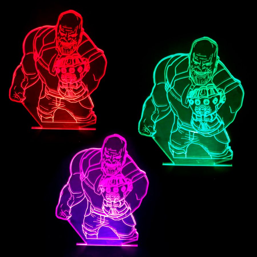 Luminria LED 3D Thanos 16 Cores Com Controle Remoto 