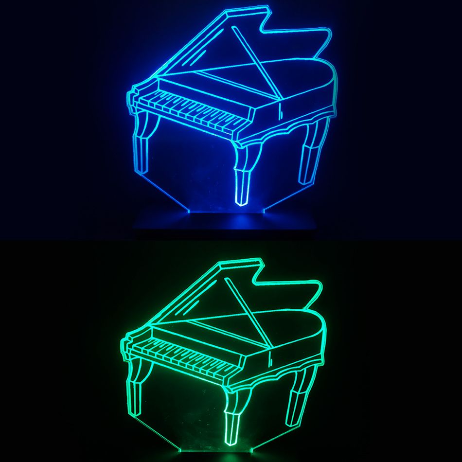 Luminria LED 3D Piano 16 Cores Com Controle Remoto