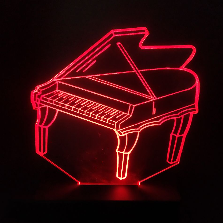 Luminria LED 3D Piano 16 Cores Com Controle Remoto