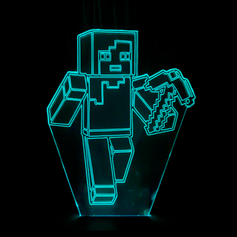 Luminria LED 3D Minecraft 16 Cores Com Controle Remoto 