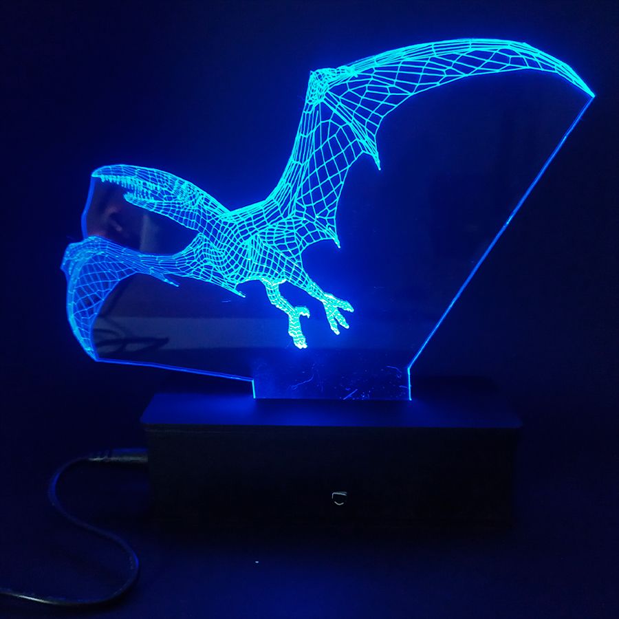 Luminria LED 3D Dinossauro 16 Cores Com Controle Remoto