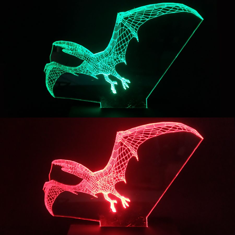 Luminria LED 3D Dinossauro 16 Cores Com Controle Remoto