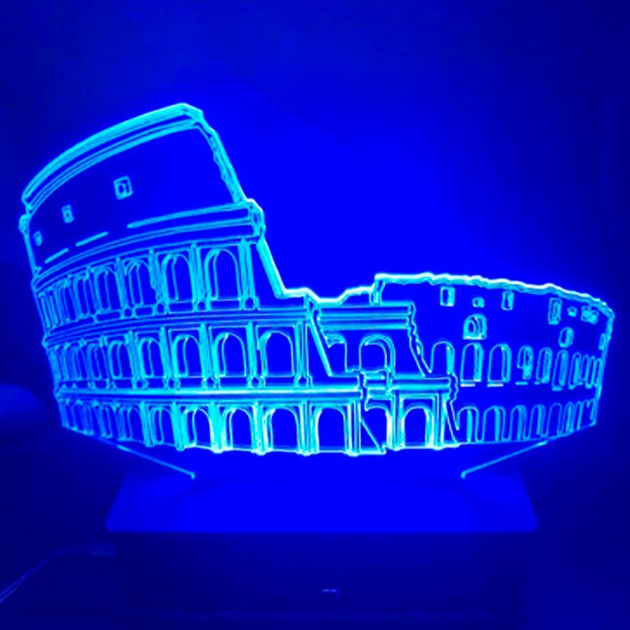Luminria LED 3D Coliseu 16 Cores Com Controle Remoto 