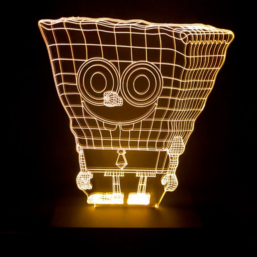 Luminria LED 3D Bob Esponja 16 Cores Com Controle Remoto 