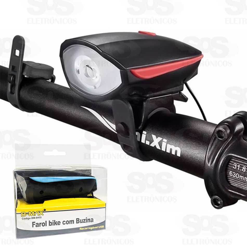 Lanterna Farol para Bicicleta com Buzinas B-max BM-8455