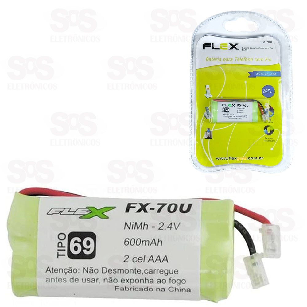 Bateria Para Telefone  2 Clulas AAA Flex fx-70u