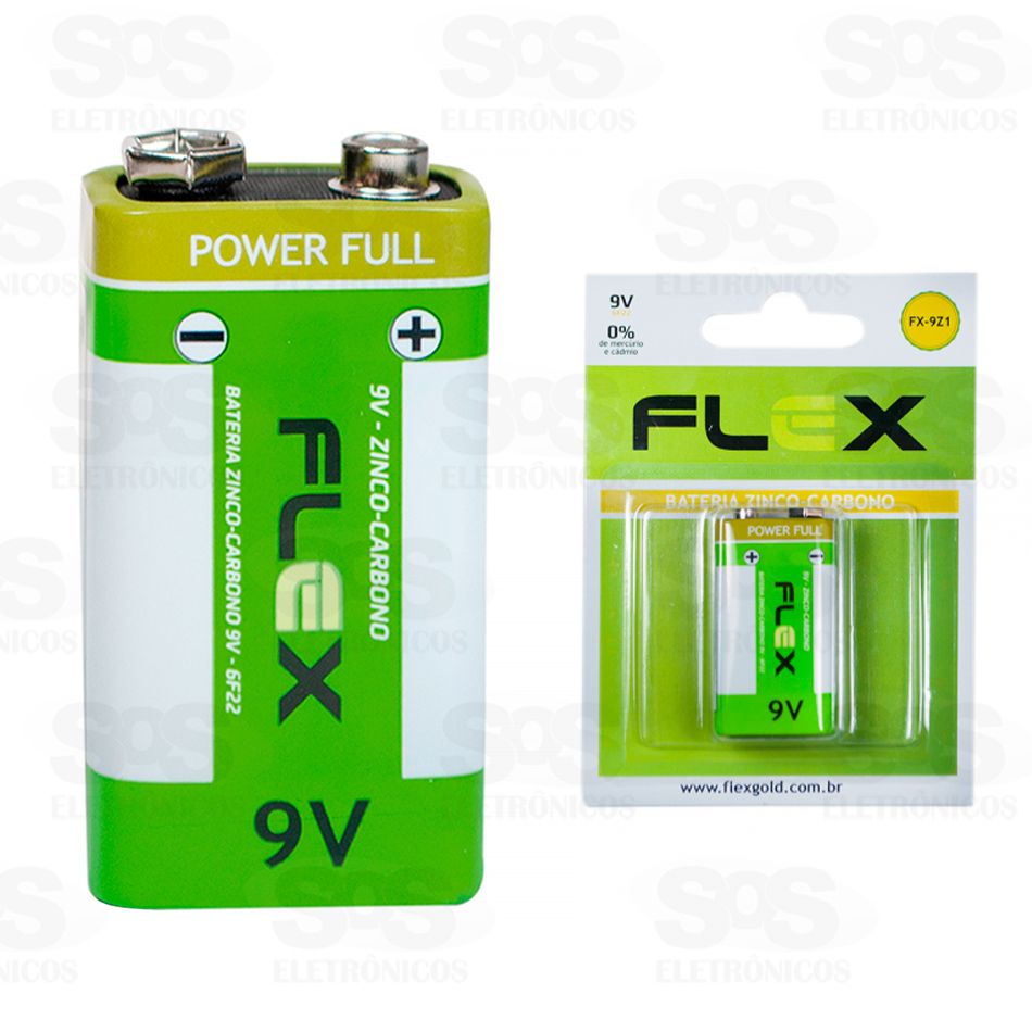 Bateria de Zinco Carbono 9V Unitrio Flex FX-9Z1