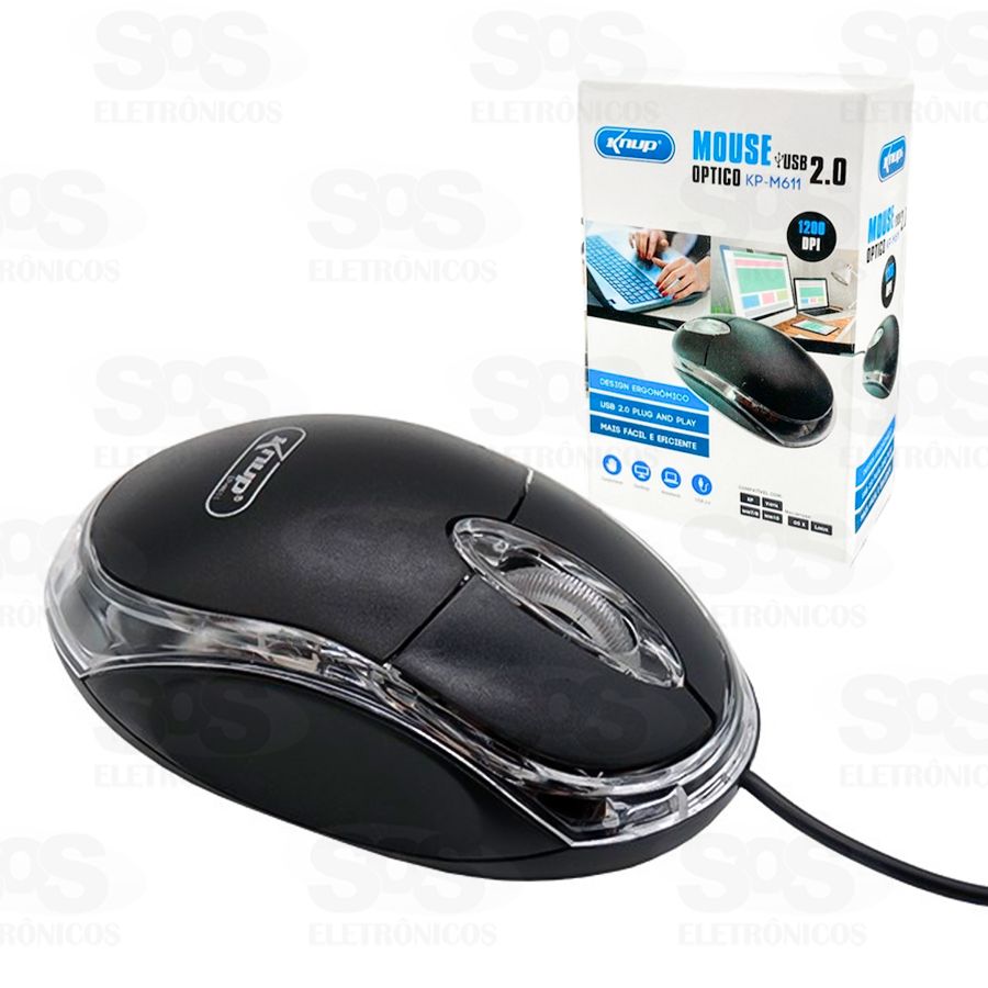 Mouse ptico USB Com Fio Knup KP-M611