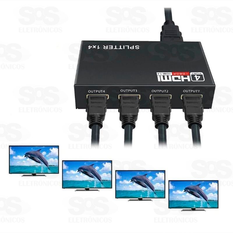 Splitter HDMI 1x4 1 Entrada e 4 Sadas V1.4 3D 4K Xtrad XT-2046