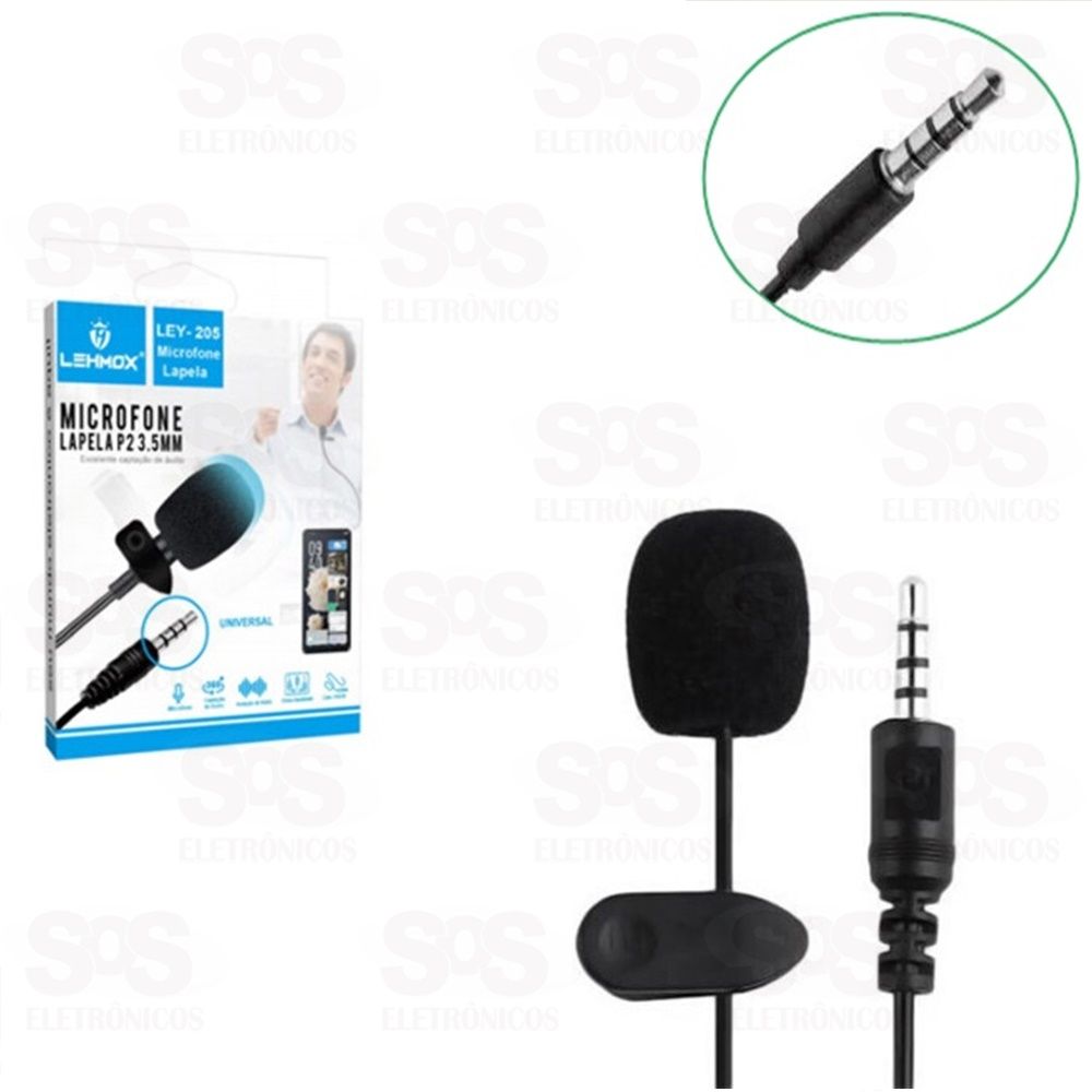 Microfone de Lapela P3 3.5mm com 1,5 Metros Lehmox - LEY-205