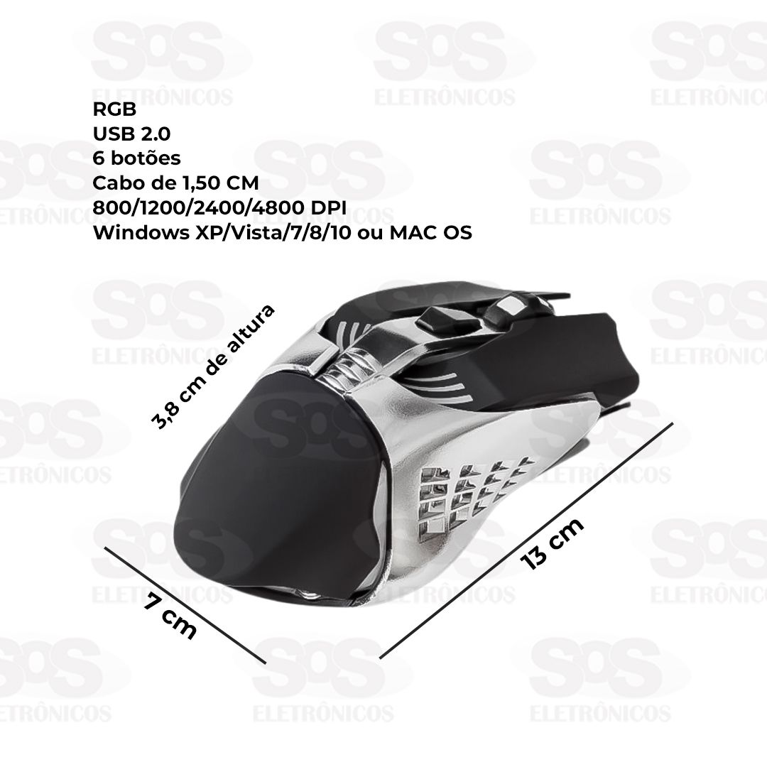 Mouse Gamer Com Fio USB 6 Botes Knup kp-mu004