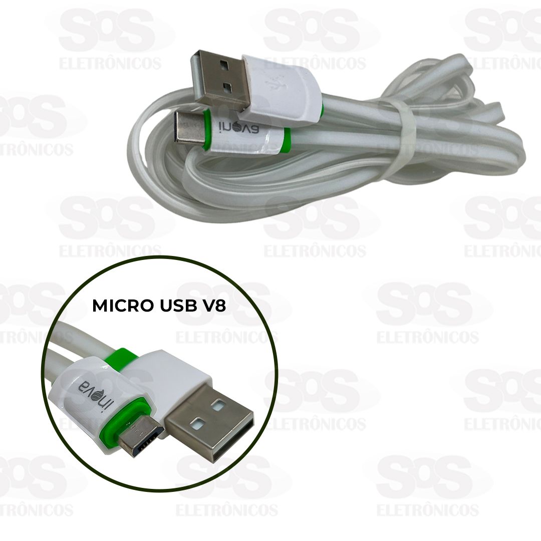 Cabo Micro USB V8 2 Metros 2.4A Emborrachado Inova CBO-6003
