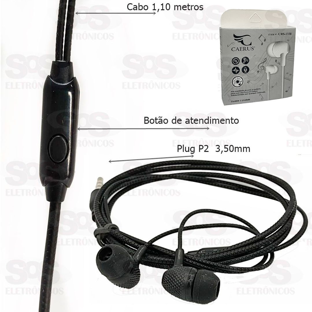 Fone de Ouvido Auricular Com Microfone CRS-1338