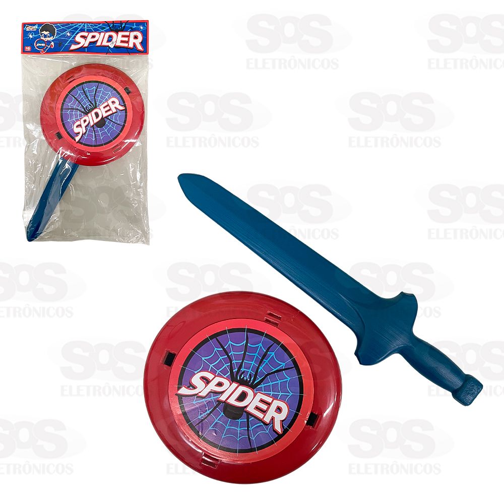 Kit Escudo e Espada Spider Aranha Mini Toys 0465