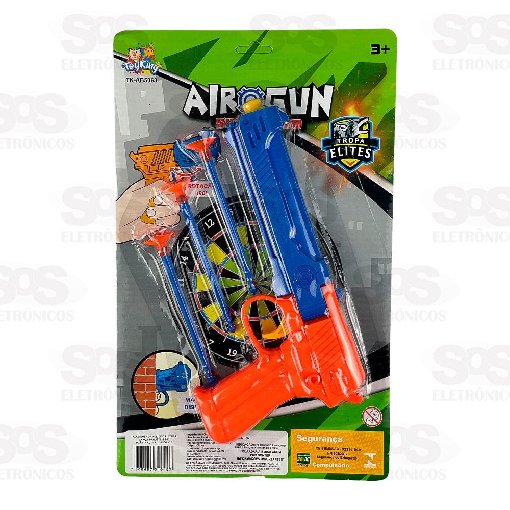 Pistola Air Gun Lana Dardos Com Alvo Toy King TK-AB5063