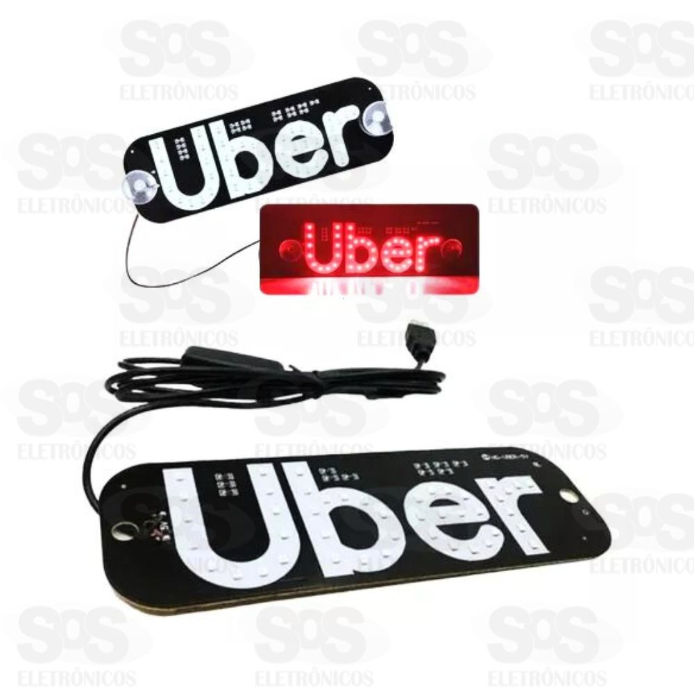 Painel LED Luminoso Uber 5v Vermelho USB