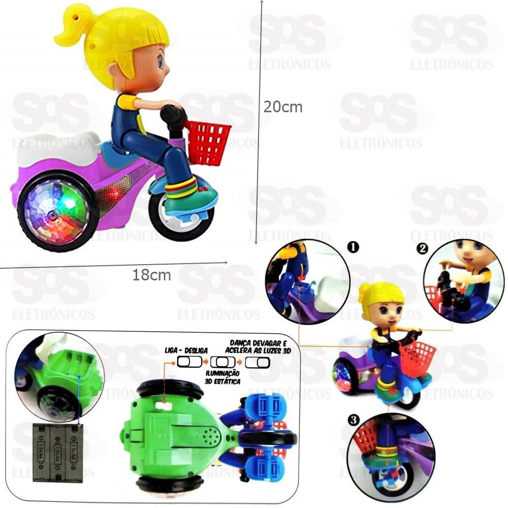 Ciclista Com Luzes e Som Com Giro de 360 Graus Toy King TK-2370
