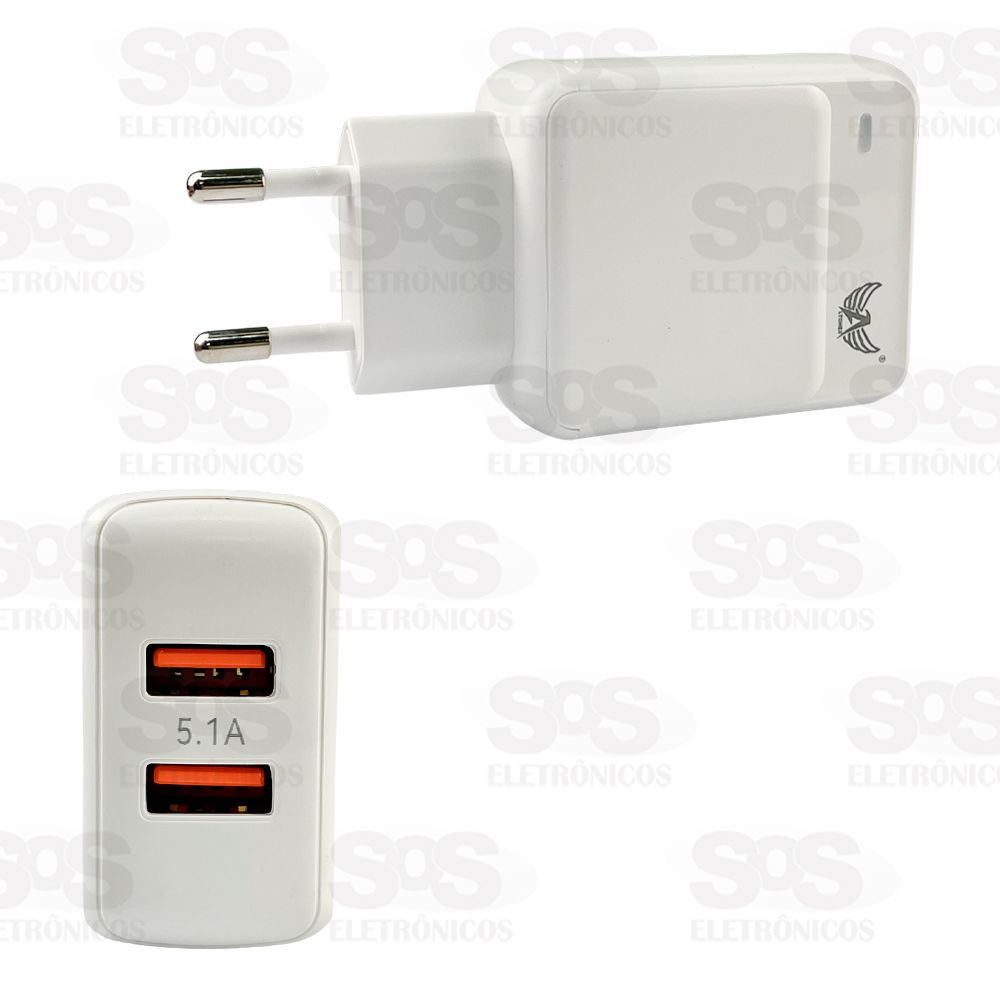 Carregador Rpido 2 USB 5.1A Com Cabo Micro USB V8 Altomex AL-9083-V8