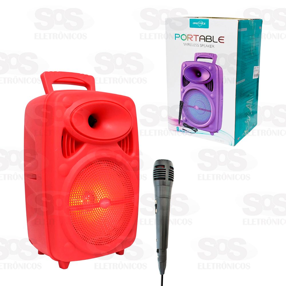 Caixa De Som Karaok Extra Bass Com Microfone Greatnice GTS-1950