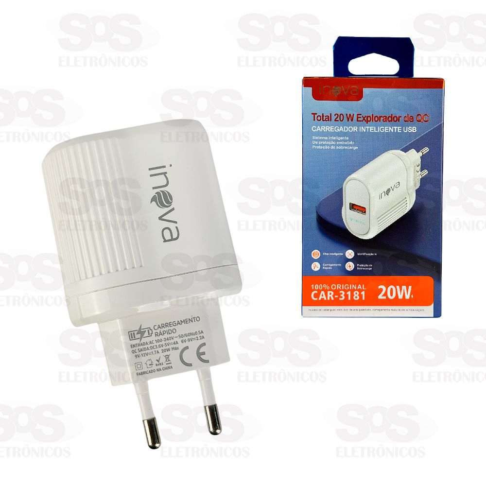Carregador Rpido 20W 1 USB Quick Charge Inova CAR-3181