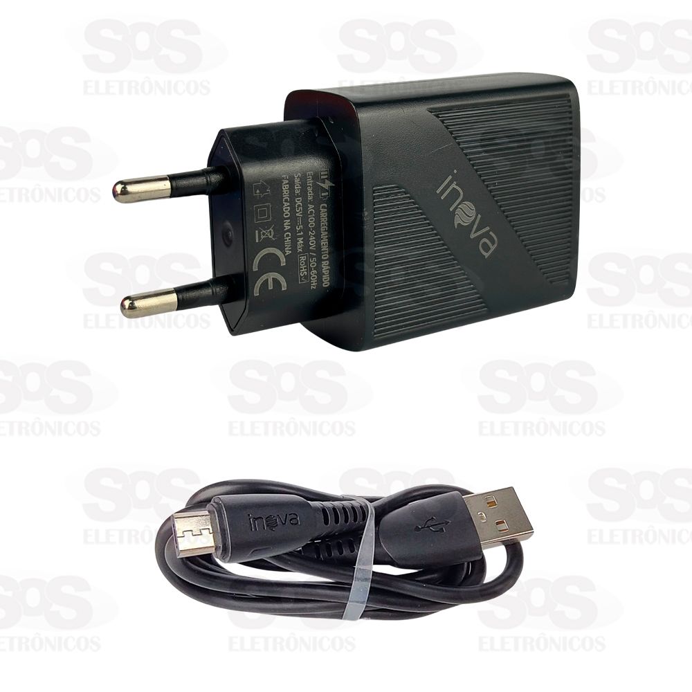Carregador 3 USB 5.1A Com Cabo Micro V8 Inova CAR-3250S