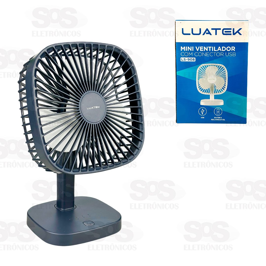 Ventilador De Mesa 3 Nveis Recarregvel Luatek LS-908