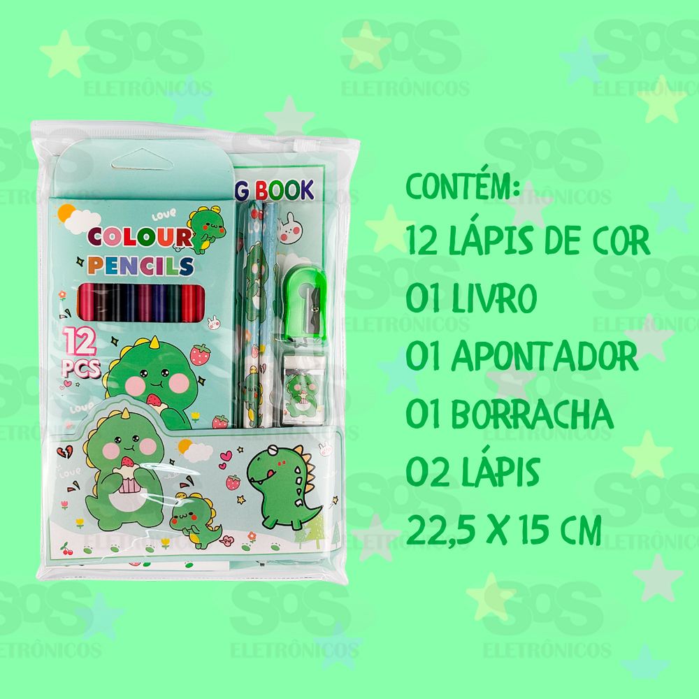 Kit Escolar 17 Peas Com Livro De Colorir Polibrinq SCB58