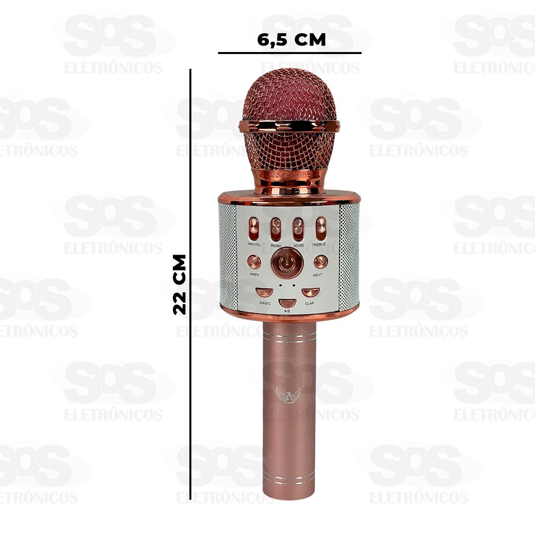 Microfone Bluetooth Karaok Alterador de Voz Com LED Altomex AL-916