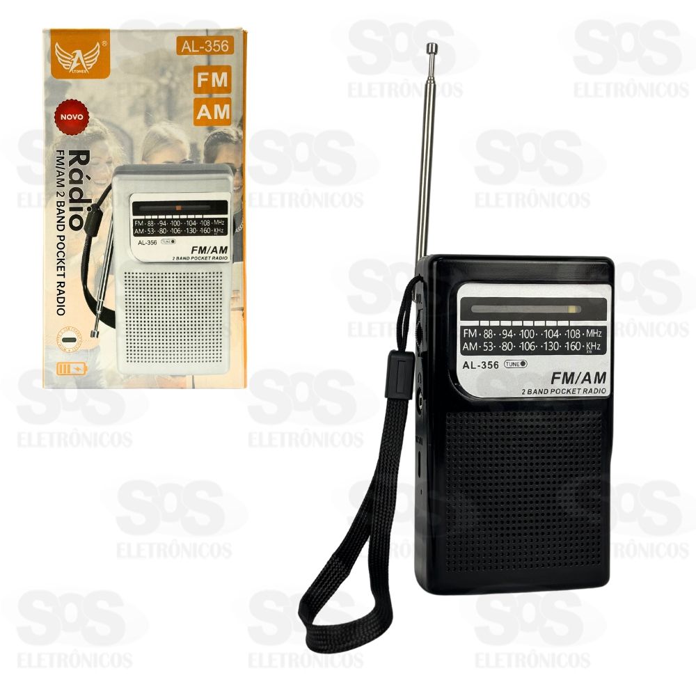 Mini Rdio De Bolso FM/AM/P2 2 Bandas Retr Vertical Altomex AL-356
