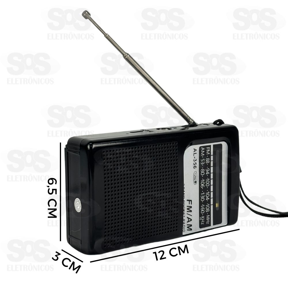 Mini Rdio De Bolso FM/AM/P2 2 Bandas Retr Vertical Altomex AL-356