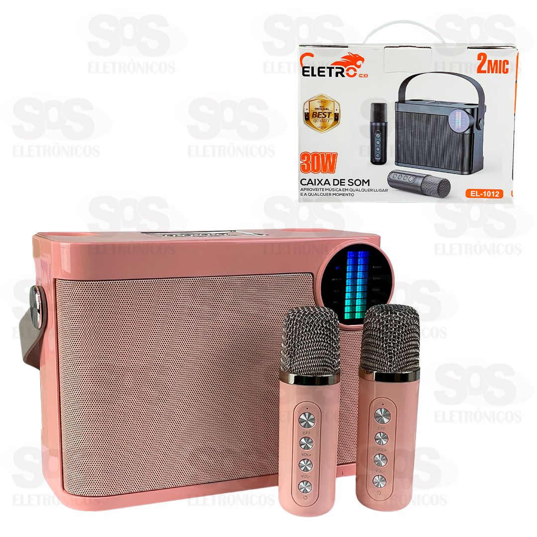 Caixa De Som 30W Com 2 Microfones Modificador de Voz Eletromex EL-1012