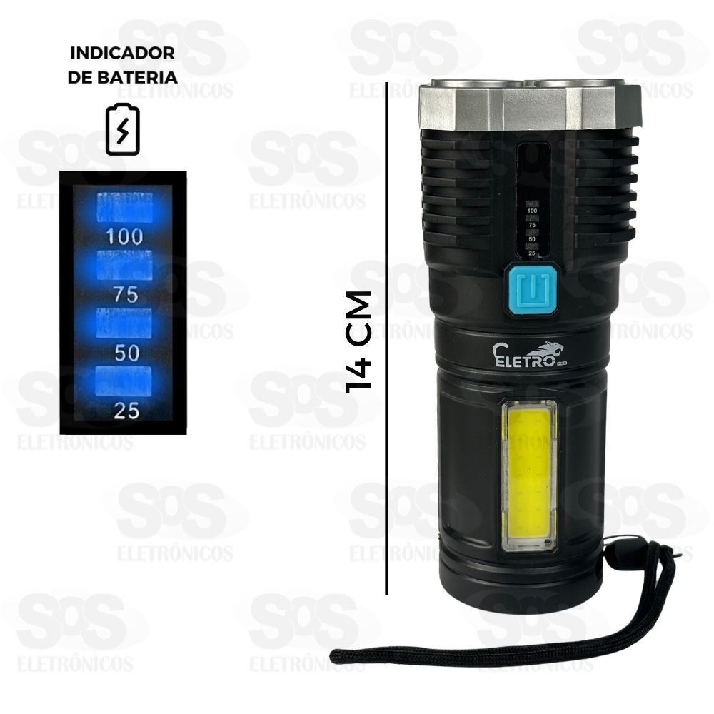 Lanterna De LED Recarregvel Com Indicador De Bateria Eletromex EL-2704