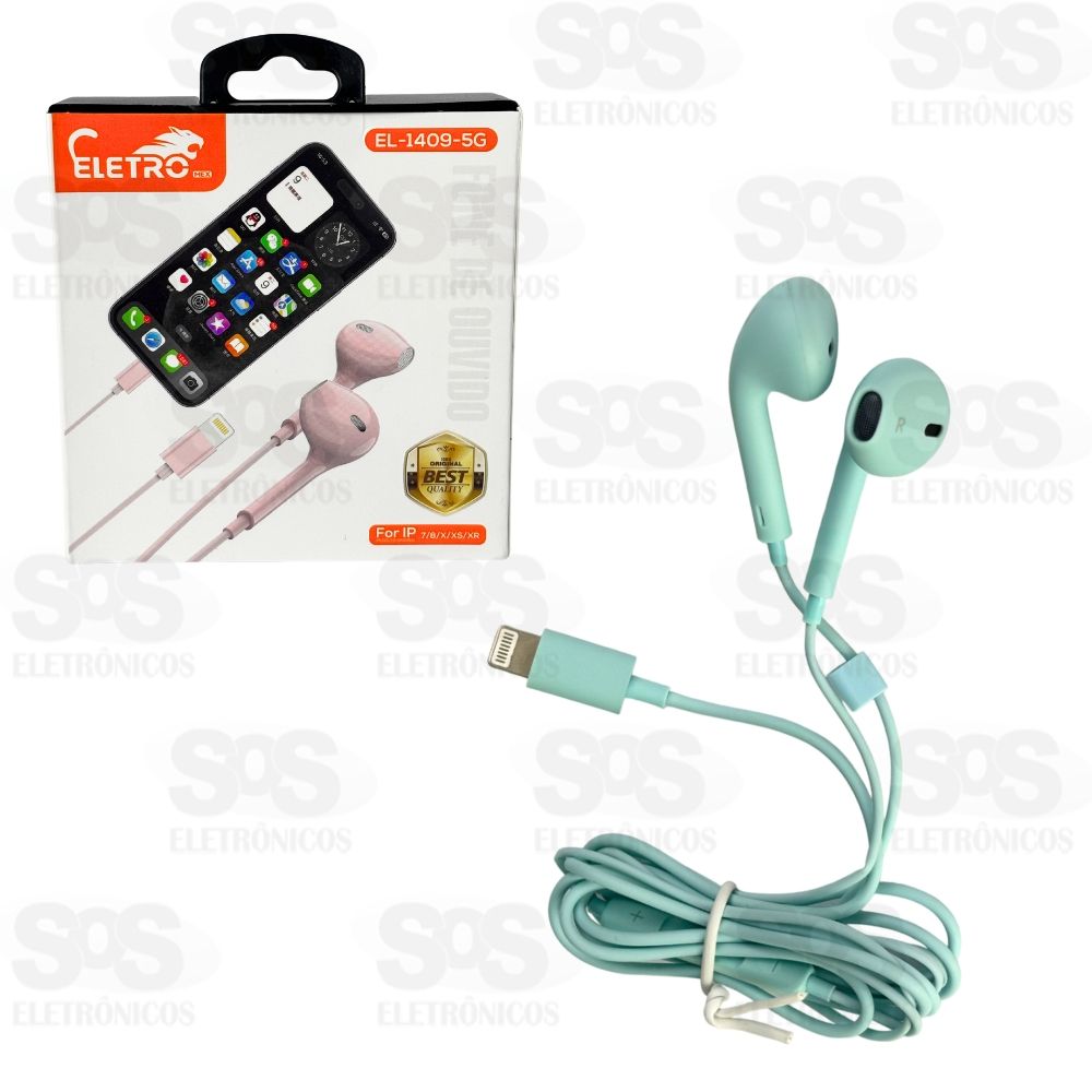 Fone De Ouvido Com Microfone Iphone Colorido Soft Eletromex EL-1409-5G