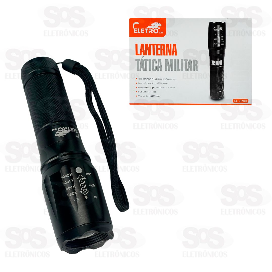 Lanterna Ttica Com Sinalizador Recarregvel Eletromex EL-2703