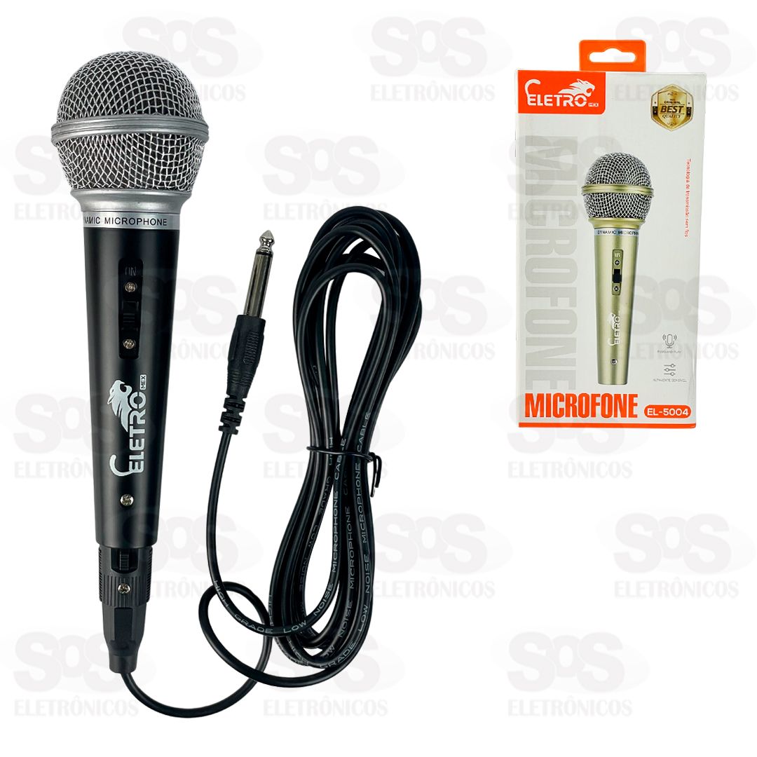 Microfone Dinâmico Com Cabo 2 Metros Eletromex EL-5004