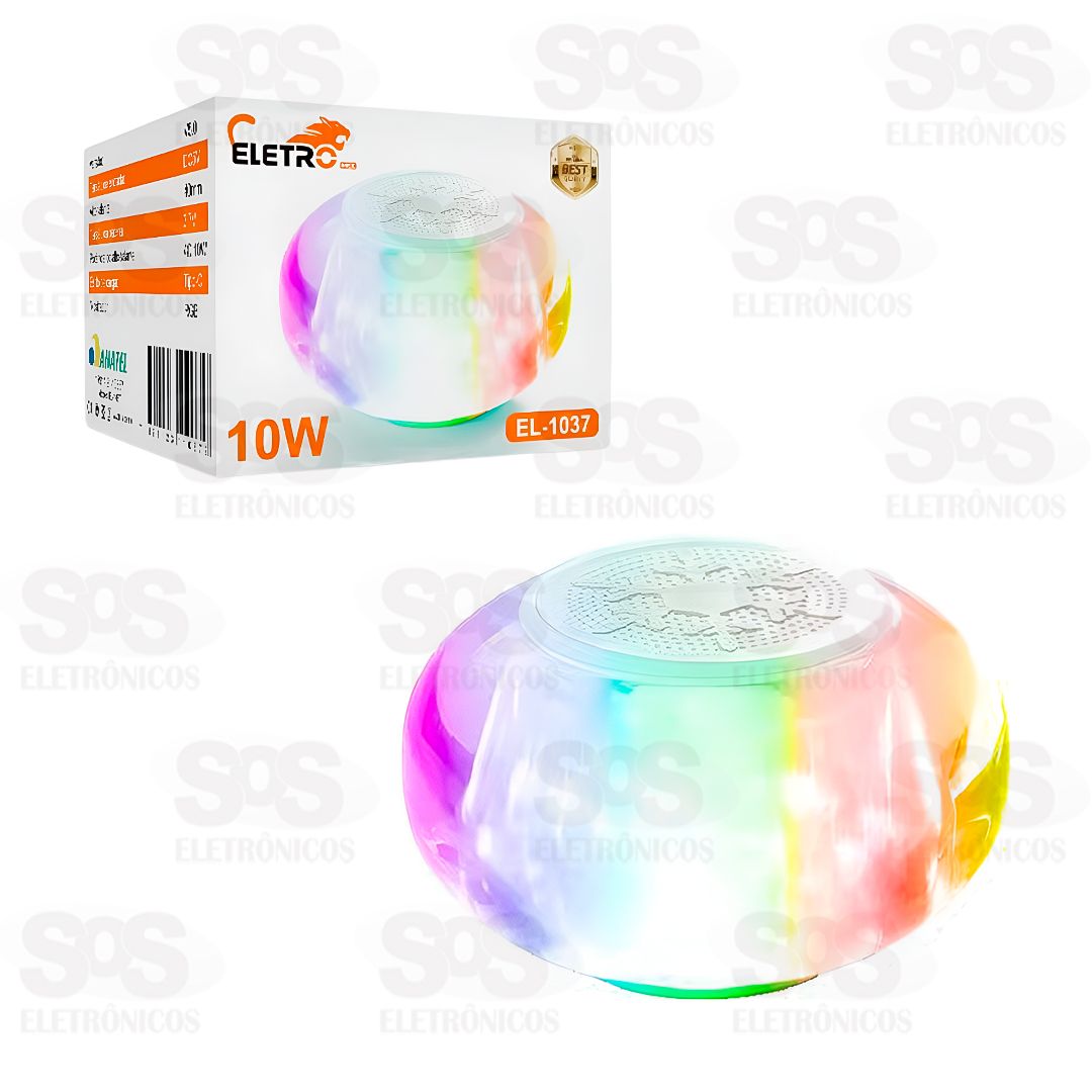 Caixa De Som Transparente Com LED 10W Eletromex EL-1037