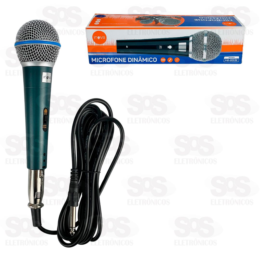 Microfone Com Fio 3 Metros Dinmico Inova MD-20442