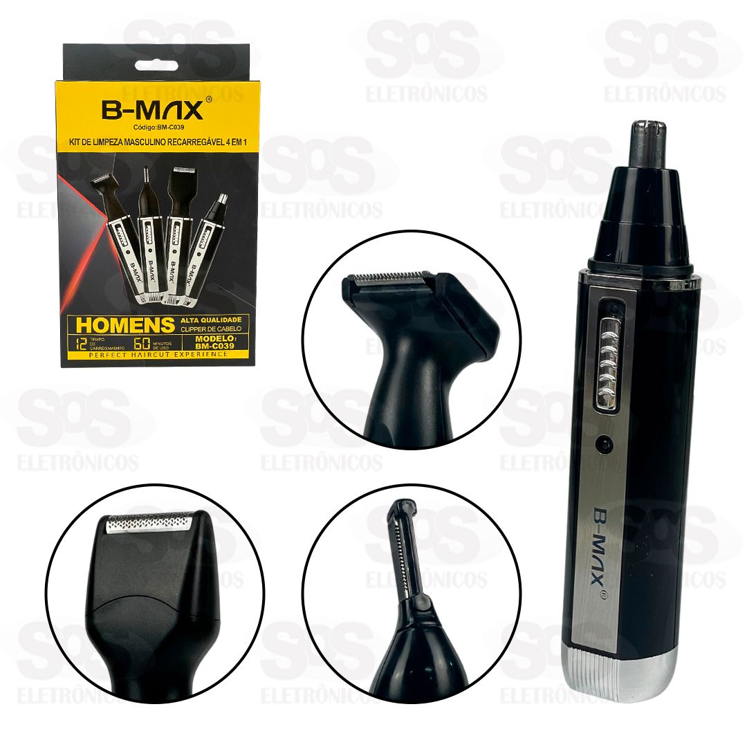 Máquina Acabamentos 4 em 1 Recarregável B-Max BM-C039